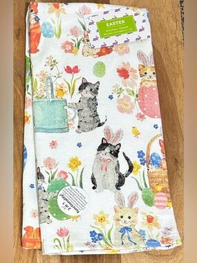 Hobby Lobby Easter CATS Kitchen Dish Towel 100% Cotton 16”X26” NWT